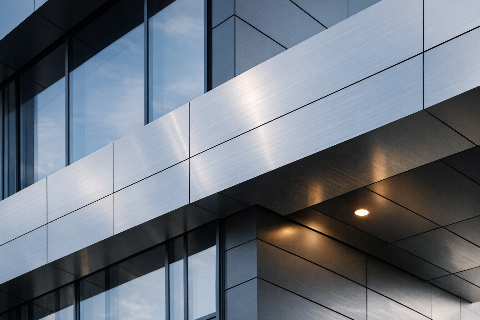 Modern architectural facade with ACM panels